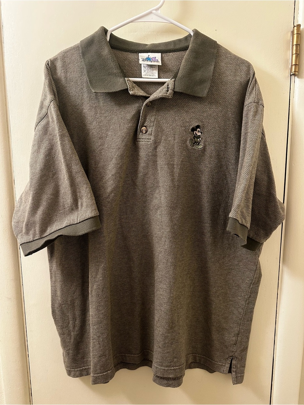 Disney Men's Polo with Embroidered Mickey - Olive